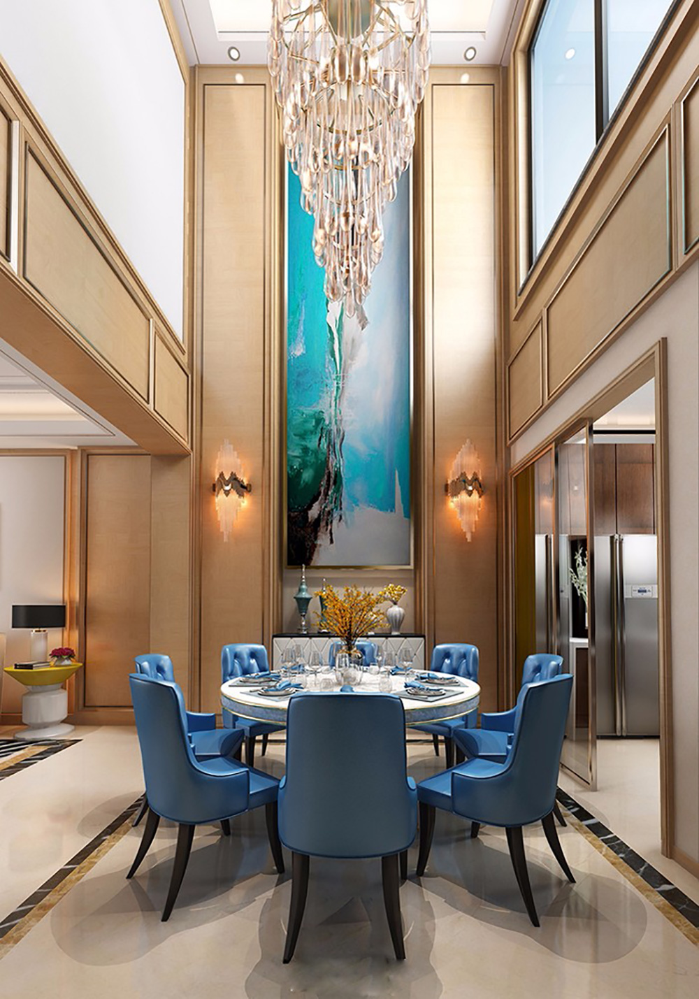 轻奢风格别墅装修设计效果图-碧桂花城别墅300平米-别墅餐厅装修设计 轻奢风格别墅装修设计效果图-碧桂花城别墅300平米-别墅餐厅装修设计